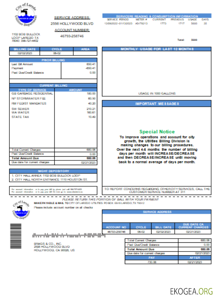 Projet de loi commercial sur les services publics de l'eau du département des services publics de la ville de Laredo, SCR